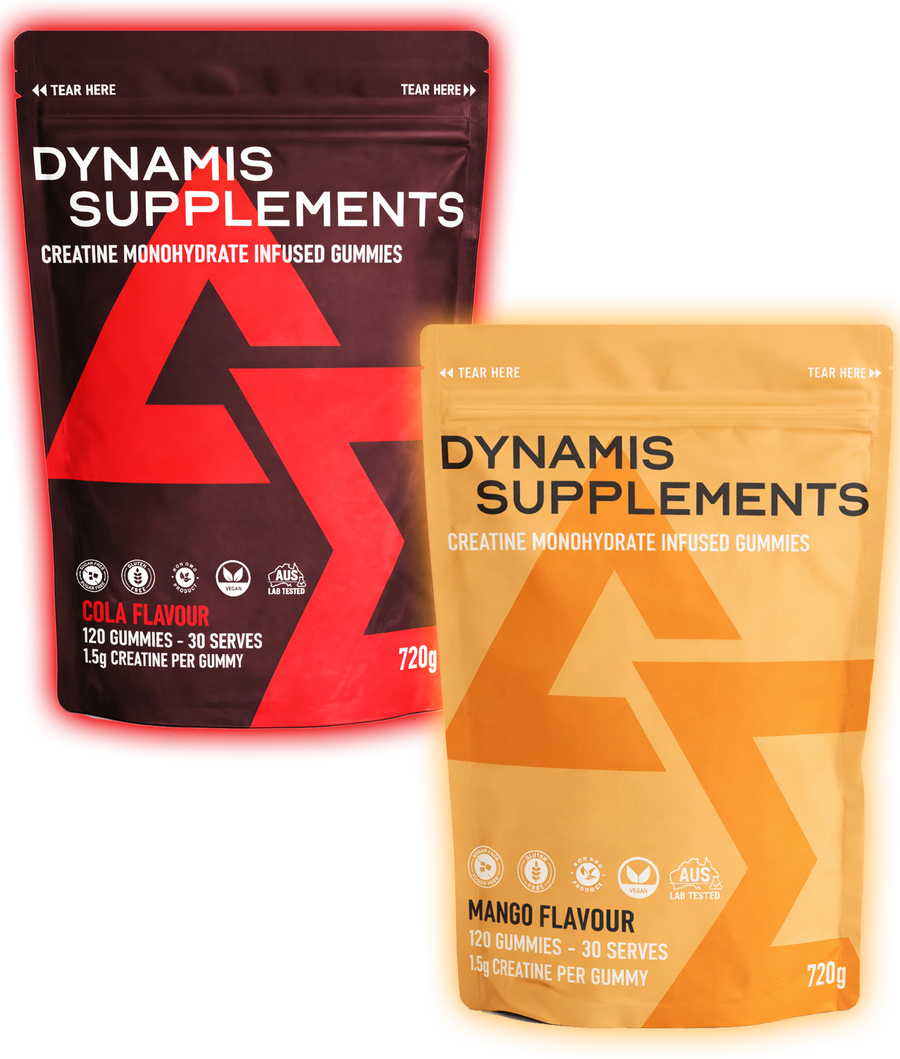 Dynamis Supplements - Creatine Monohydrate Infused Gummies - 1.5g Creatine per Gummy - Cola and Mango