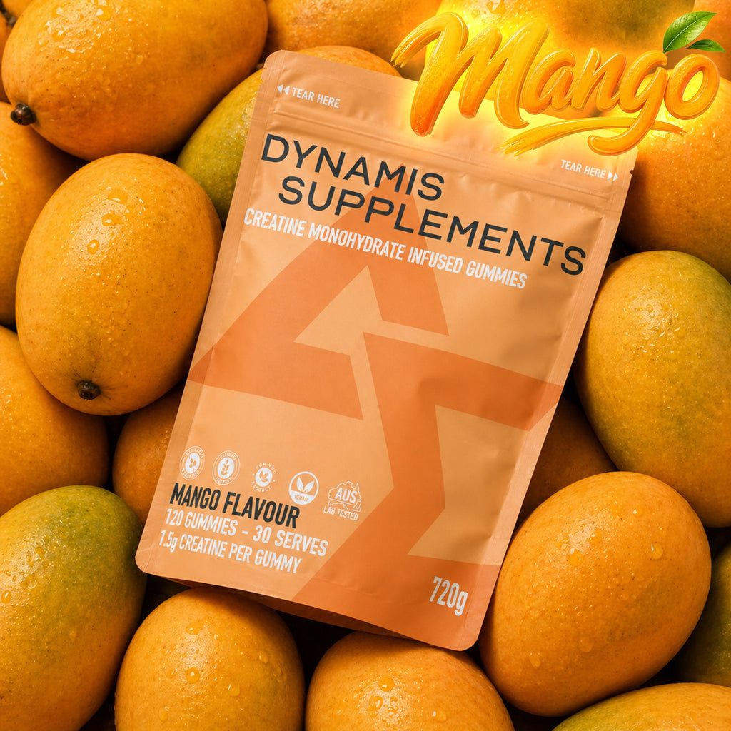 Dynamis Supplements Mango package laying on mangoes